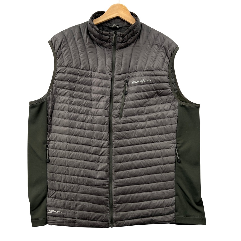 Eddie Bauer First Ascent StormDown 800 Vest Mens XL Gray Puffer Hybrid Hiking